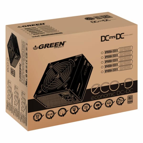 تصویر دوم ازمنبع تغذیه کامپیوتر گرین مدل GP550A-ECO D توان 550 وات
