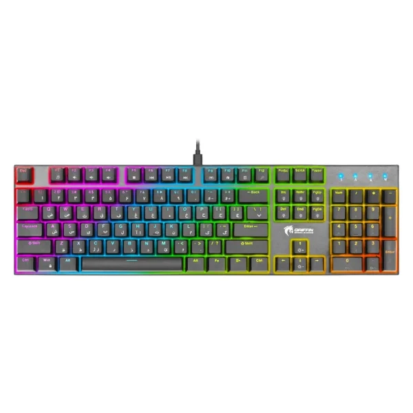 کیبورد گیمینگ مکانیکال گرین مدل GK802-RGB سوئیچ آبی Full Size