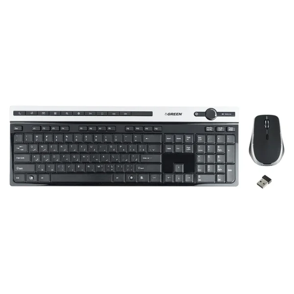 کیبورد و ماوس بی‌سیم گرین مدل GKM-505W با سوئیچ ممبران Full Size