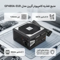 نمای کناری منبع تغذیه گرین GP480A-EUD