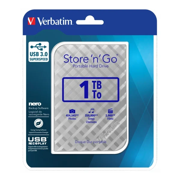تصویر دوم ازهارد اکسترنال ورباتیم مدل Store 'n' Go ظرفیت یک ترابایت