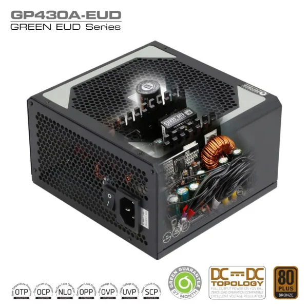تصویر دوم ازمنبع تغذیه کامپیوتر 430 وات گرین مدل GP430A-EUD