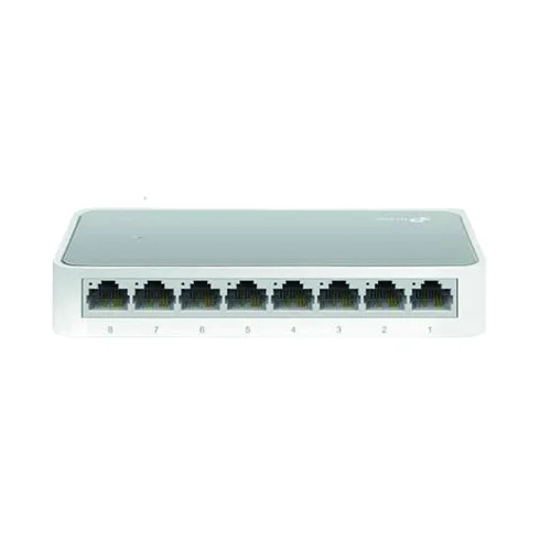 سوییچ 8 پورت تی پی-لینک مدل TL-SF1008D، دارای پورت شبکه با حداکثر سرعت 100 مگابیت بر ثانیه، سرعت انتقال 200 مگابیت بر ثانیه